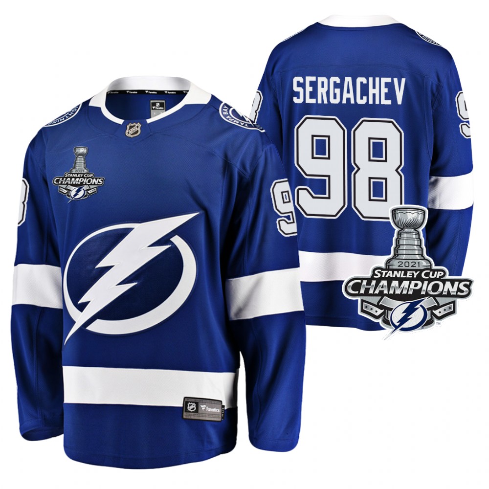 Mikhail Sergachev Lightning 2021 Stanley Cup Champions Blue Home Jersey