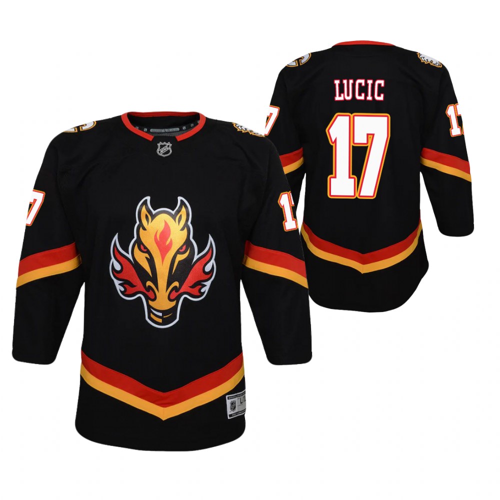 Milan Lucic Calgary Flames 2021 Reverse Retro Black Youth Jersey Replica