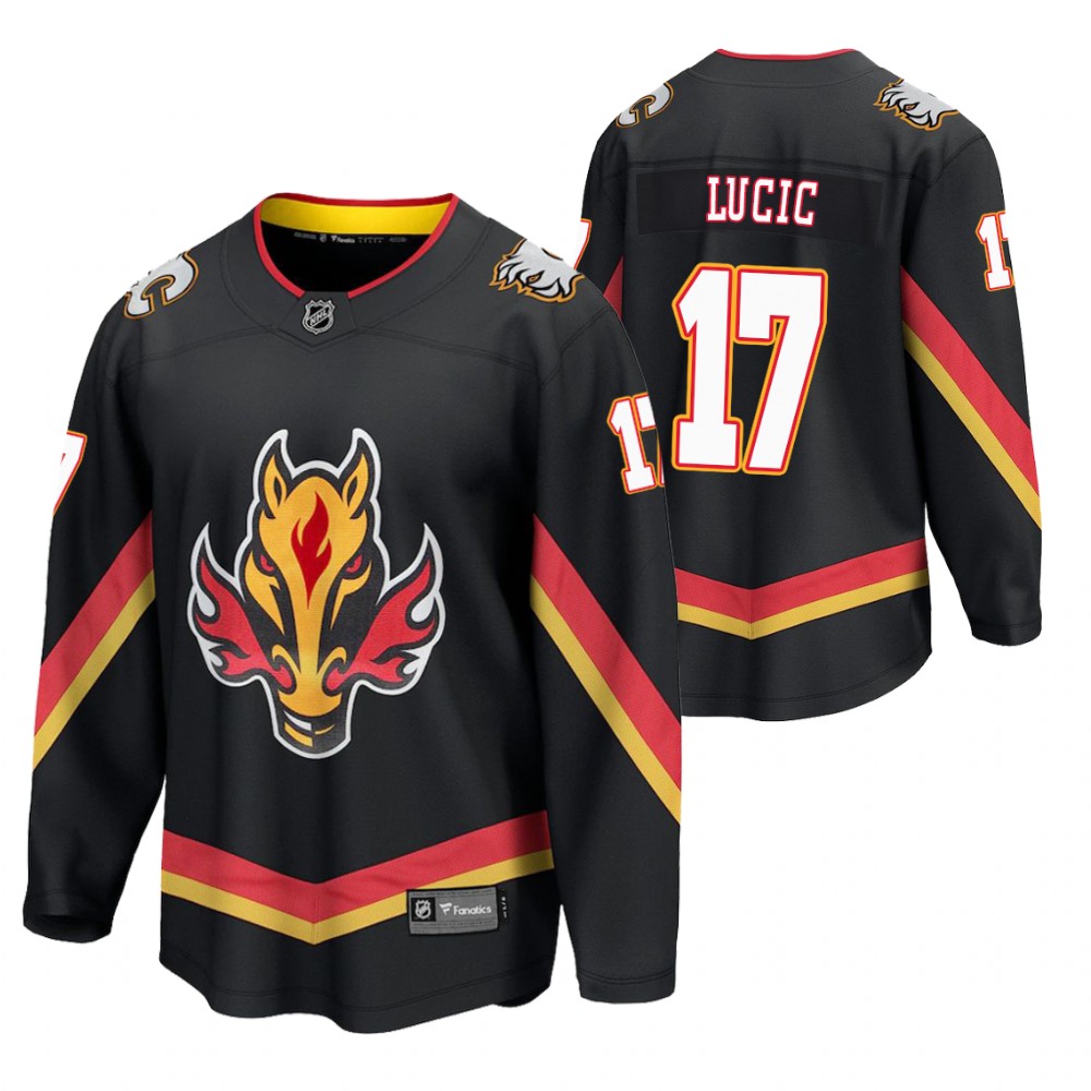 Milan Lucic Flames 2021 Reverse Retro Black Jersey Special Edition