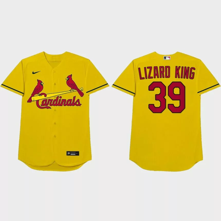 Miles Mikolas Nickname Cardinals 2021 Players’ Weekend Lizard King Jersey – Gold