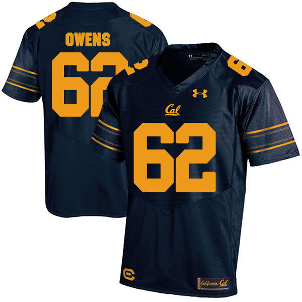 Miles Owens California Golden Bears Men's Jersey - #62 NCAA Navy Blue Stitched Authentic