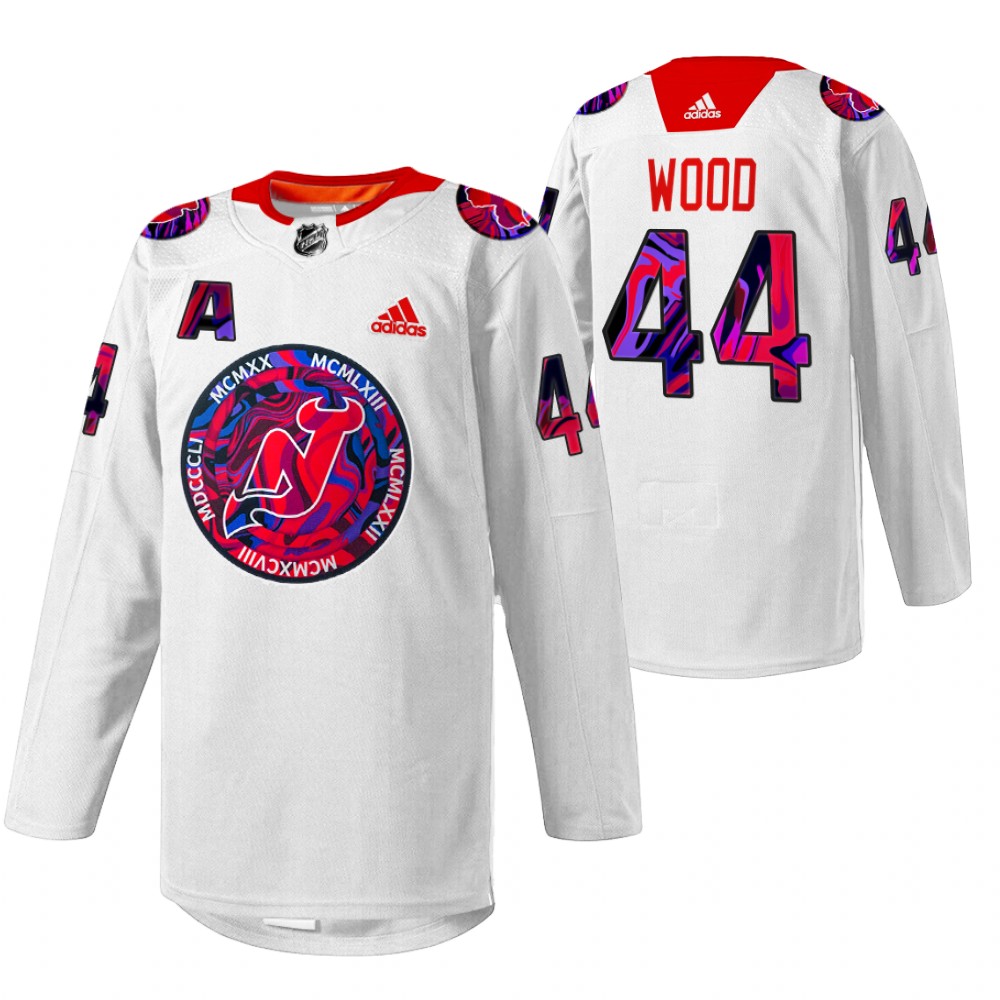 Miles Wood Devils Gender Equality Night Jersey White Warm-up