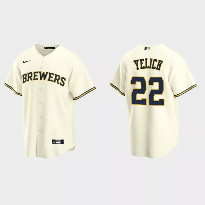 Milwaukee Brewers #22 Christian Yelich Cream Replica Home Jersey