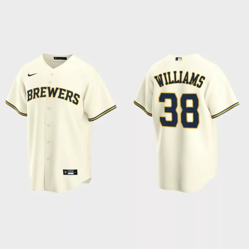 Milwaukee Brewers #38 Devin Williams Replica Home Jersey – Cream