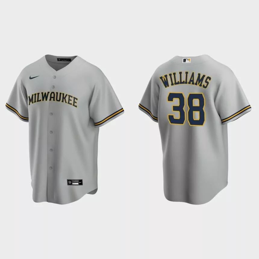 Milwaukee Brewers #38 Devin Williams Replica Road Jersey – Gray