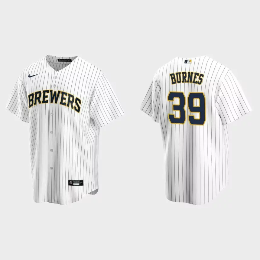 Milwaukee Brewers #39 Corbin Burnes Replica Alternate Jersey – White Navy