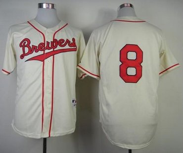 Milwaukee Brewers #8 Ryan Braun Cream 1913 Turn Back The Clock Stitched Baseball Jersey