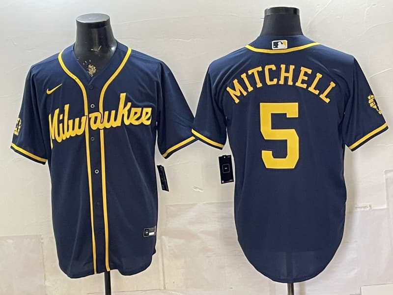 Milwaukee Brewers  Jersey - All Stitched   5  MITCHELL