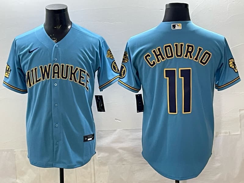 Milwaukee Brewers 2025 Postseason Jersey - All Stitched  11 CHOURIO