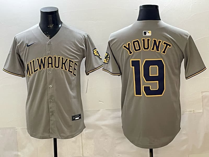 Milwaukee Brewers 2025 Postseason Jersey - All Stitched  19   YOUNT