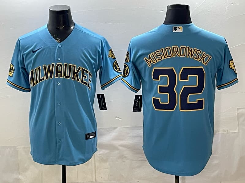 Milwaukee Brewers 2025 Postseason Jersey - All Stitched  19 YOUNT Jacob Misiorowski 32