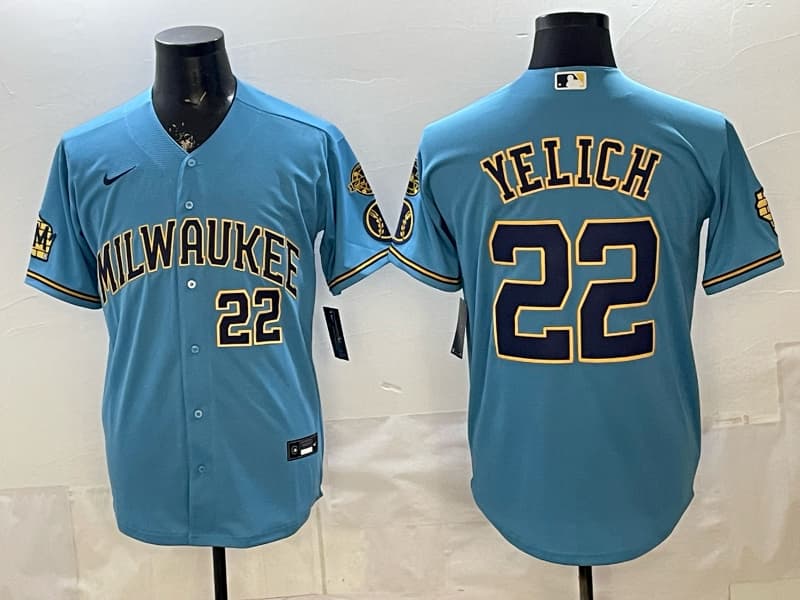 Milwaukee Brewers 2025 Postseason Jersey - All Stitched  22 YELICH