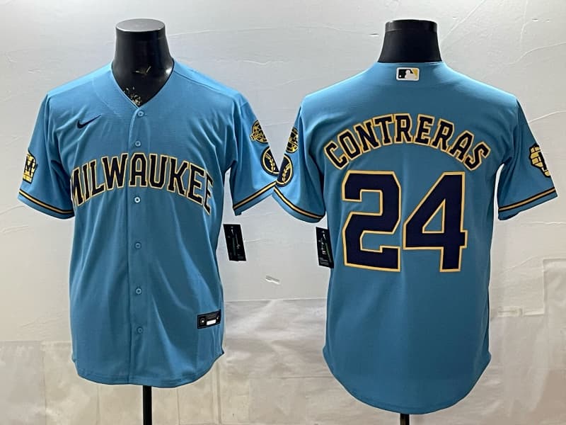 Milwaukee Brewers 2025 Postseason Jersey - All Stitched  24   CONTRERAS