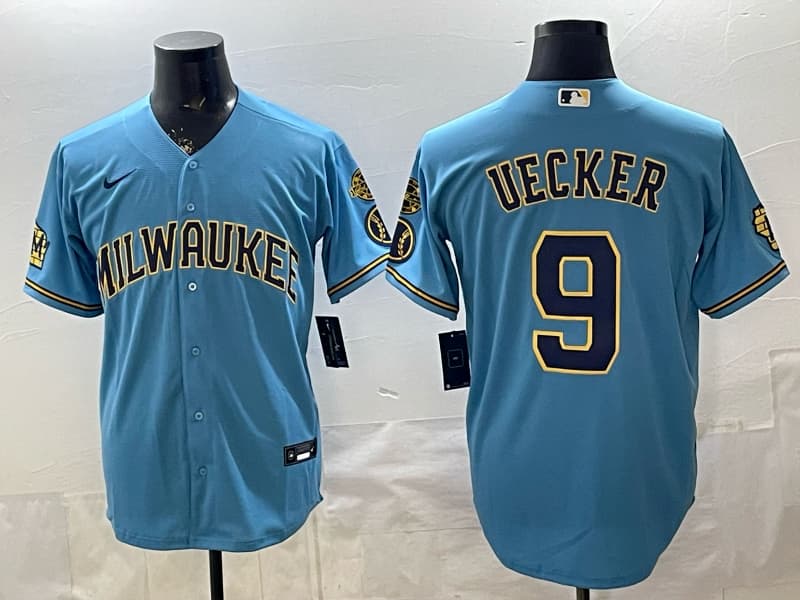 Milwaukee Brewers 2025 Postseason Jersey - All Stitched  9  UECKER