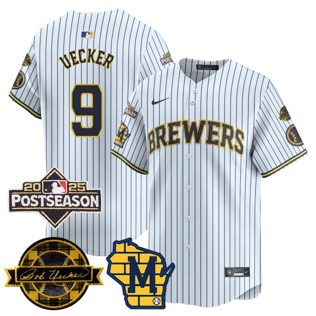 Milwaukee Brewers 2025 Postseason Jersey - All Stitched Bob    Uecker  - 9