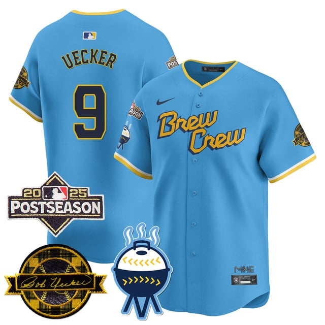 Milwaukee Brewers 2025 Postseason Jersey - All Stitched Bob Uecker -  9