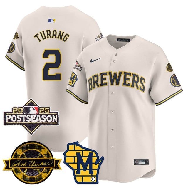 Milwaukee Brewers 2025 Postseason Jersey - All Stitched Brice   Turang - 2