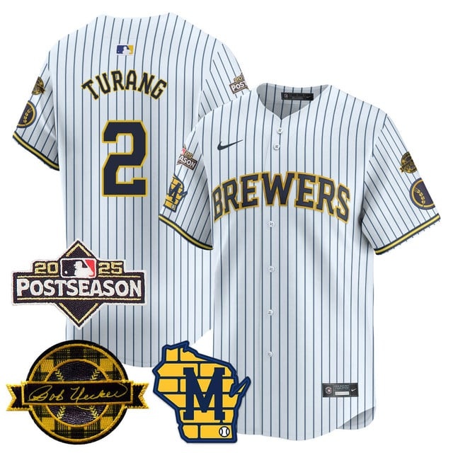 Milwaukee Brewers 2025 Postseason Jersey - All Stitched Brice Turang -    2