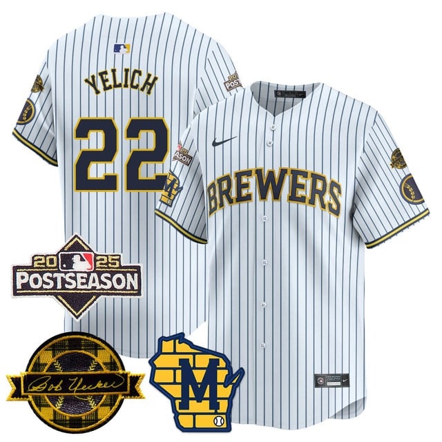 Milwaukee Brewers 2025 Postseason Jersey - All Stitched Christian    Yelich -  22
