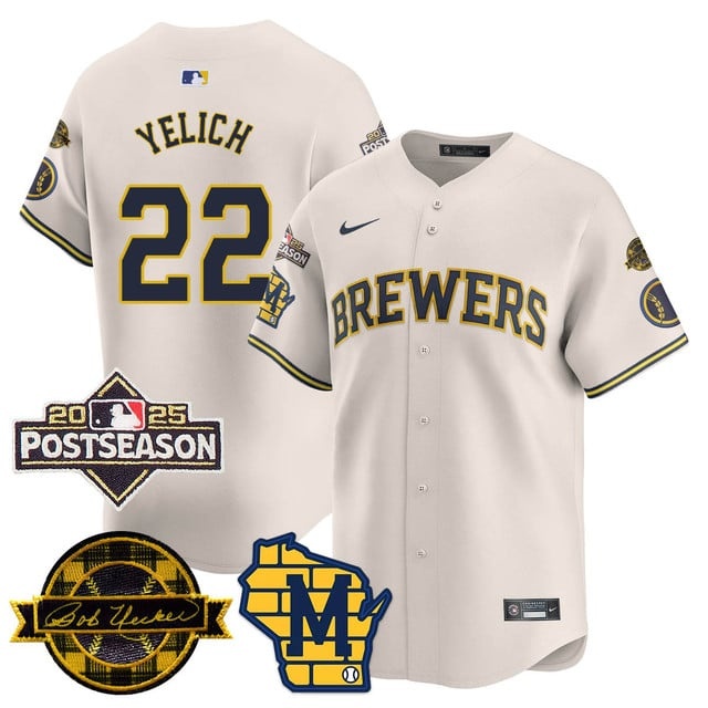 Milwaukee Brewers 2025 Postseason Jersey - All Stitched Christian    Yelich - 22