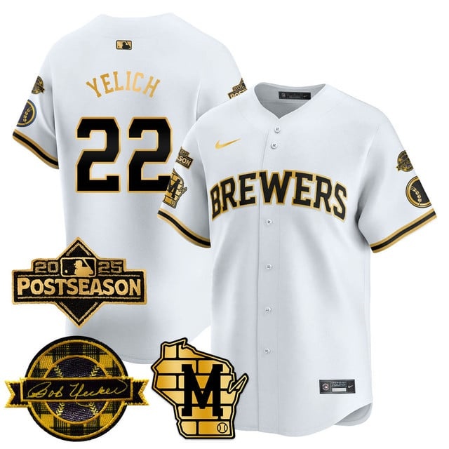Milwaukee Brewers 2025 Postseason Jersey - All Stitched Christian  Yelich  -  22