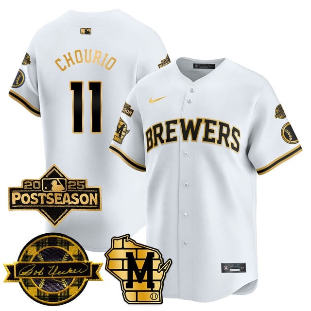 Milwaukee Brewers 2025 Postseason Jersey - All Stitched Jackson  Chourio  - 11