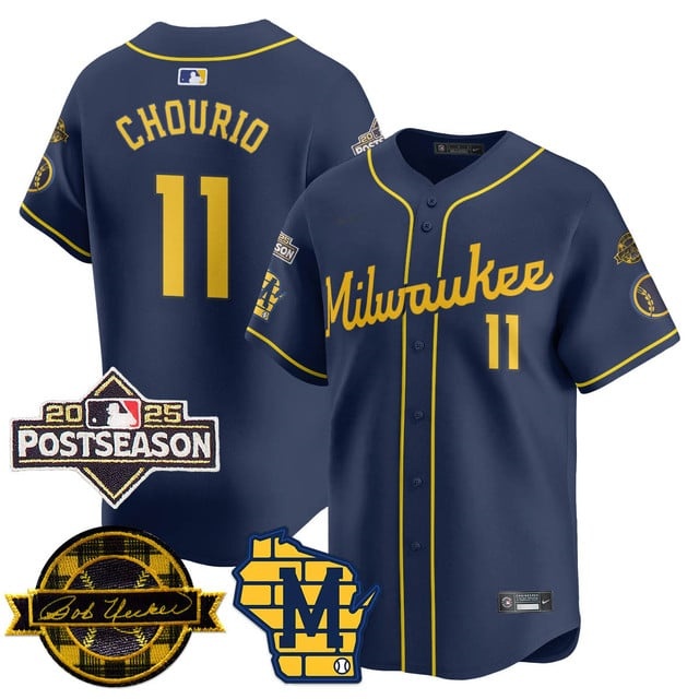 Milwaukee Brewers 2025 Postseason Jersey - All Stitched Jackson Chourio -  11