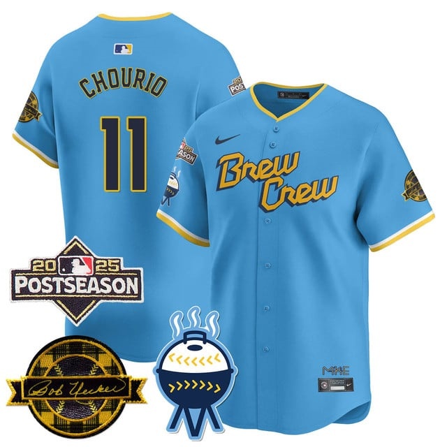 Milwaukee Brewers 2025 Postseason Jersey - All Stitched Jackson Chourio - 11