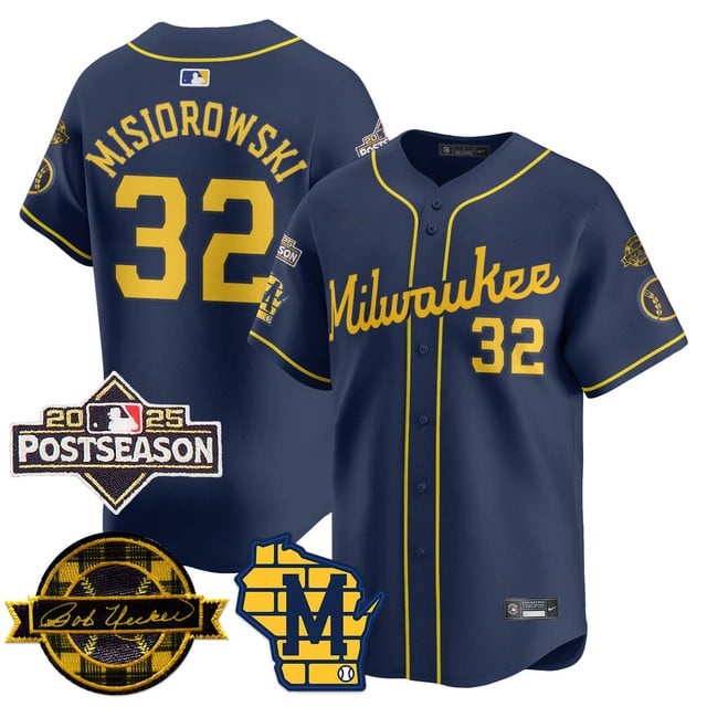 Milwaukee Brewers 2025 Postseason Jersey - All Stitched Jacob Misiorowski -  32