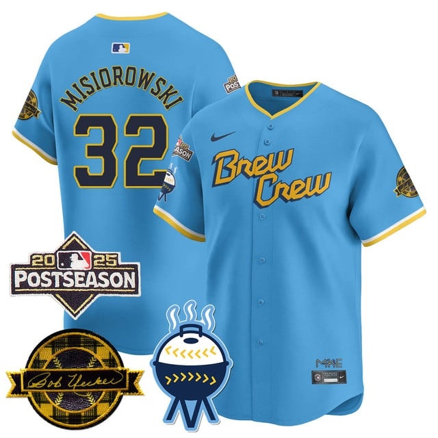 Milwaukee Brewers 2025 Postseason Jersey - All Stitched Jacob Misiorowski - 32