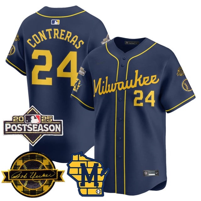 Milwaukee Brewers 2025 Postseason Jersey - All Stitched William Contreras -  24