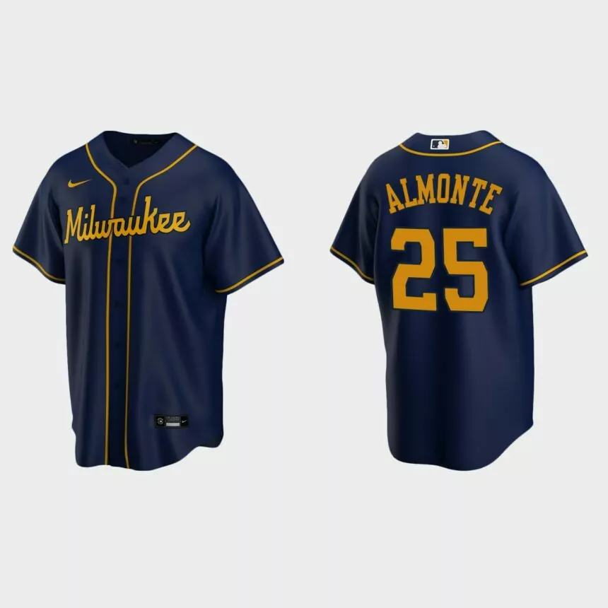 Milwaukee Brewers Abraham Almonte Replica Alternate Jersey – Navy