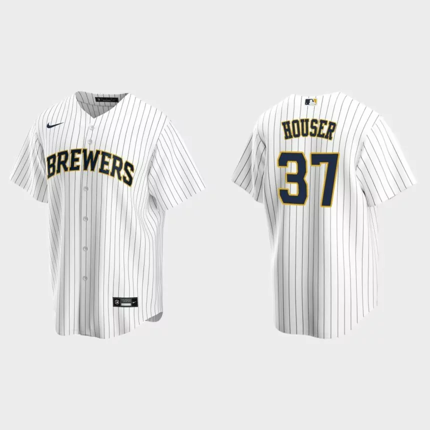 Milwaukee Brewers Adrian Houser Replica Alternate Jersey – White Navy