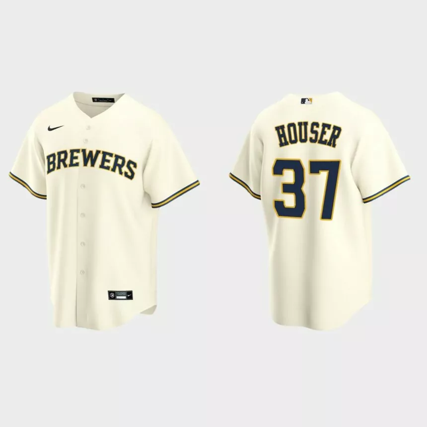 Milwaukee Brewers Adrian Houser Replica Home Jersey – Cream