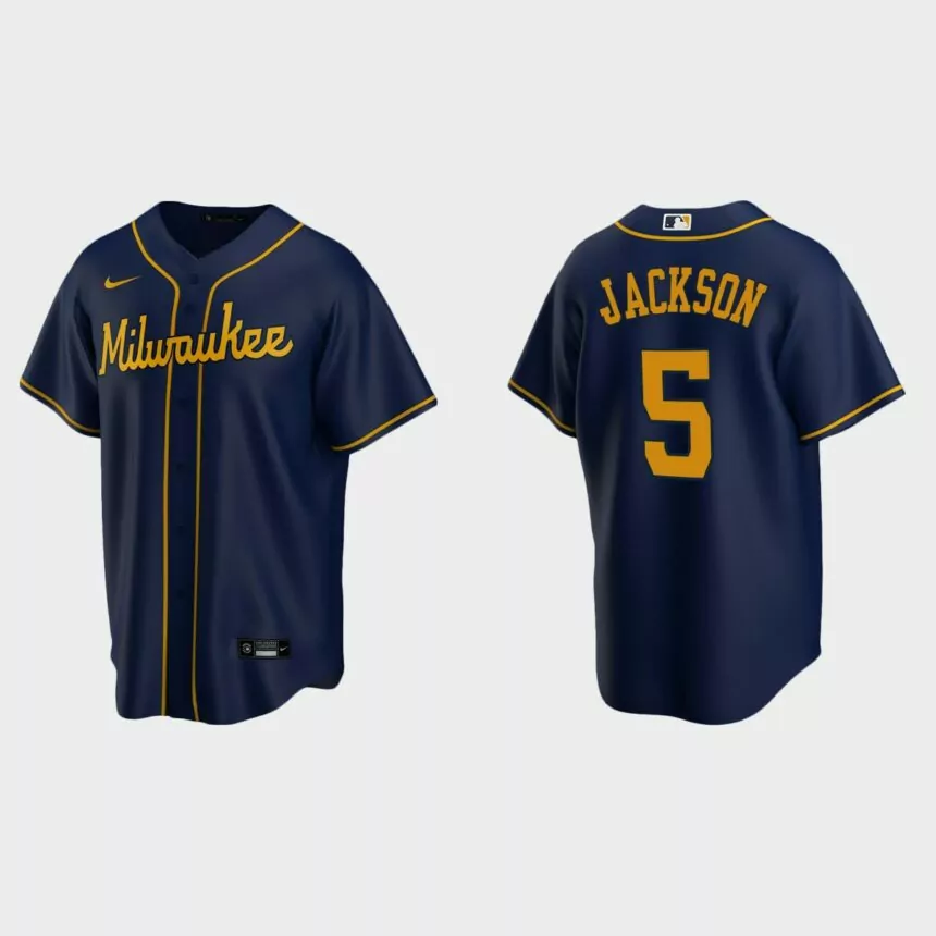 Milwaukee Brewers Alex Jackson Replica Alternate Jersey – Navy
