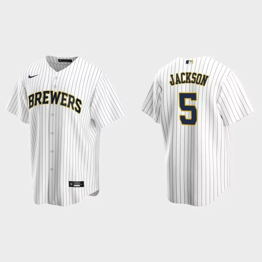 Milwaukee Brewers Alex Jackson Replica Alternate Jersey – White Navy