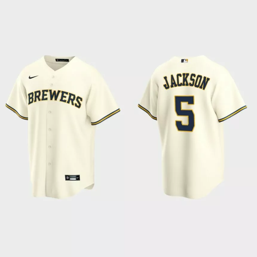 Milwaukee Brewers Alex Jackson Replica Home Jersey – Cream