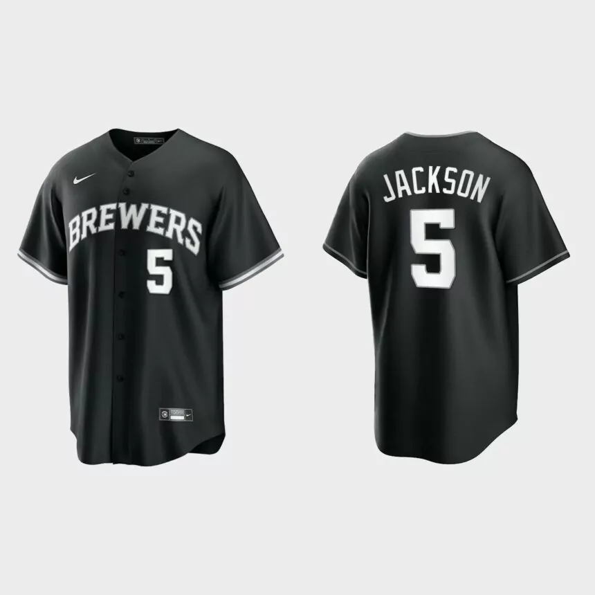 Milwaukee Brewers Alex Jackson Replica Official Jersey – Black White