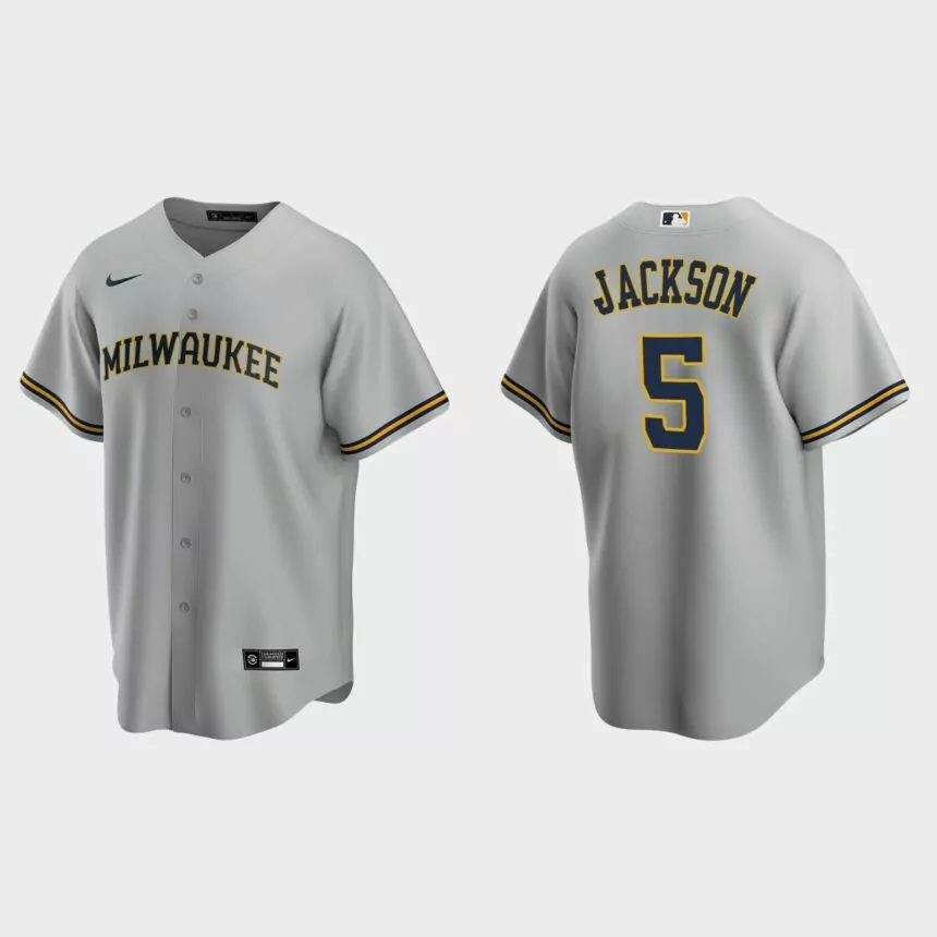 Milwaukee Brewers Alex Jackson Replica Road Jersey – Gray