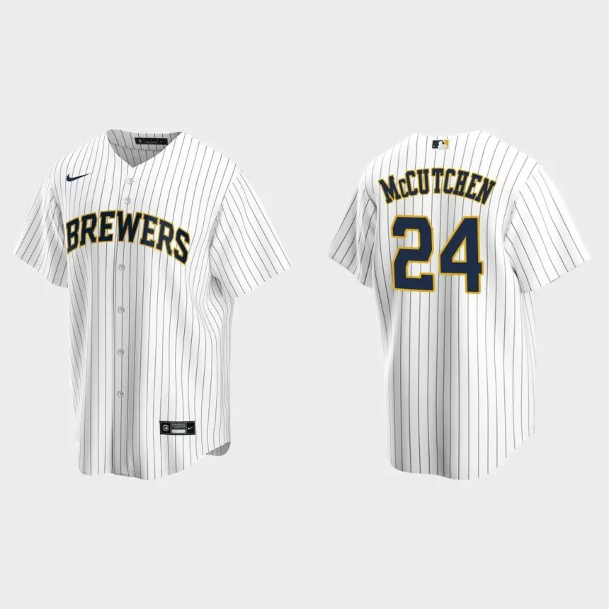Milwaukee Brewers Andrew McCutchen Replica Alternate Jersey – White Navy
