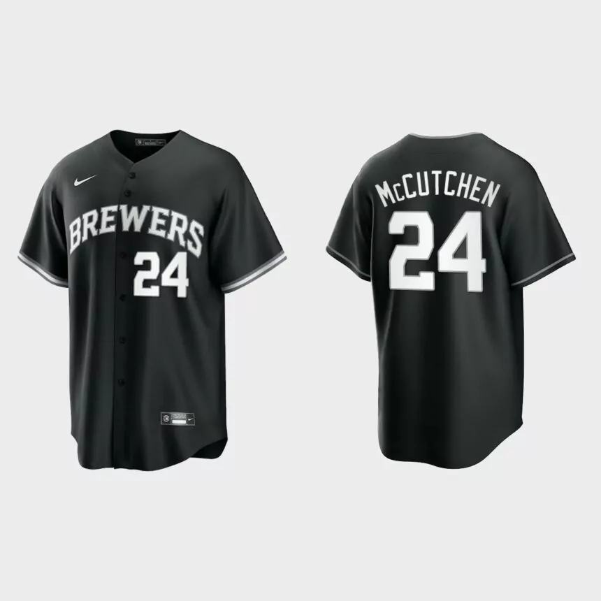 Milwaukee Brewers Andrew McCutchen Replica Official Jersey – Black White
