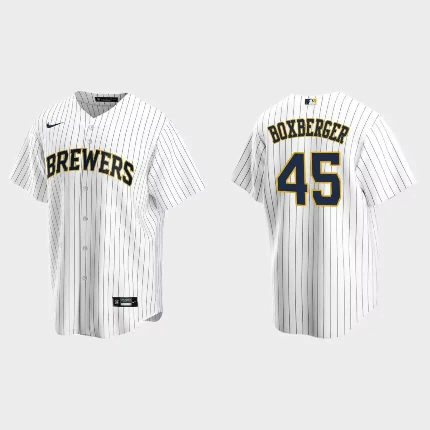 Milwaukee Brewers Brad Boxberger Replica Alternate Jersey – White Navy
