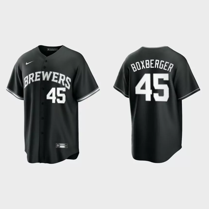 Milwaukee Brewers Brad Boxberger Replica Official Jersey – Black White
