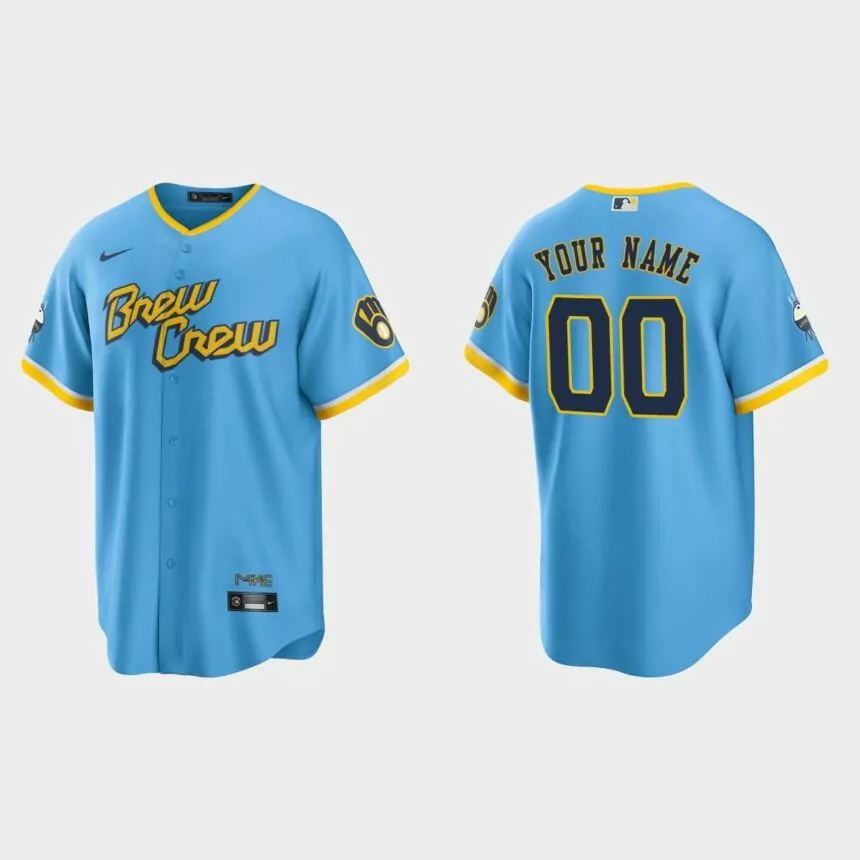 Milwaukee Brewers Custom 2022 City Connect Replica Jersey – Powder Blue