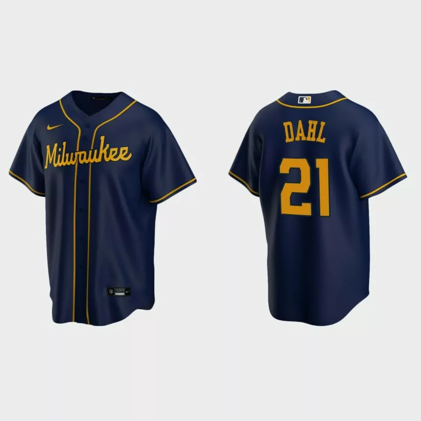 Milwaukee Brewers David Dahl Replica Alternate Jersey – Navy