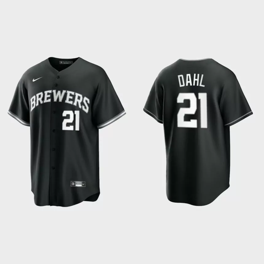 Milwaukee Brewers David Dahl Replica Official Jersey – Black White