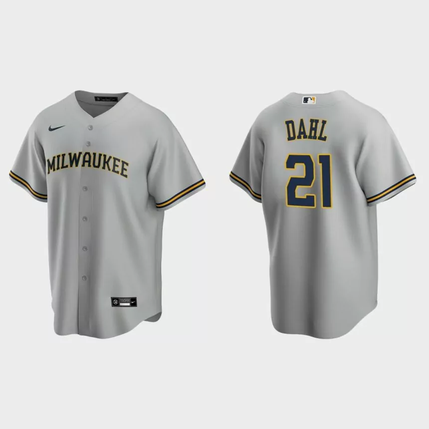 Milwaukee Brewers David Dahl Replica Road Jersey – Gray