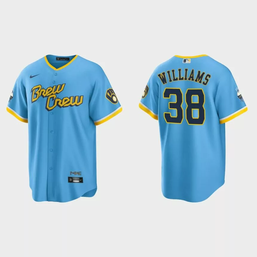 Milwaukee Brewers Devin Williams 2022 City Connect Replica Jersey – Powder Blue