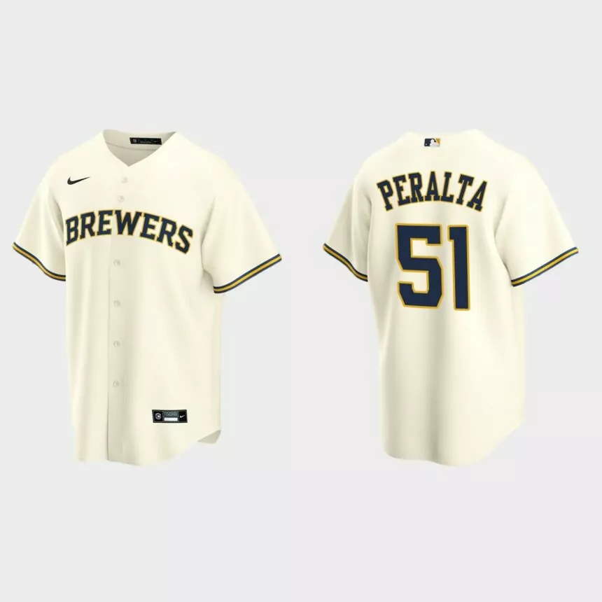 Milwaukee Brewers Freddy Peralta Replica Home Jersey – Cream