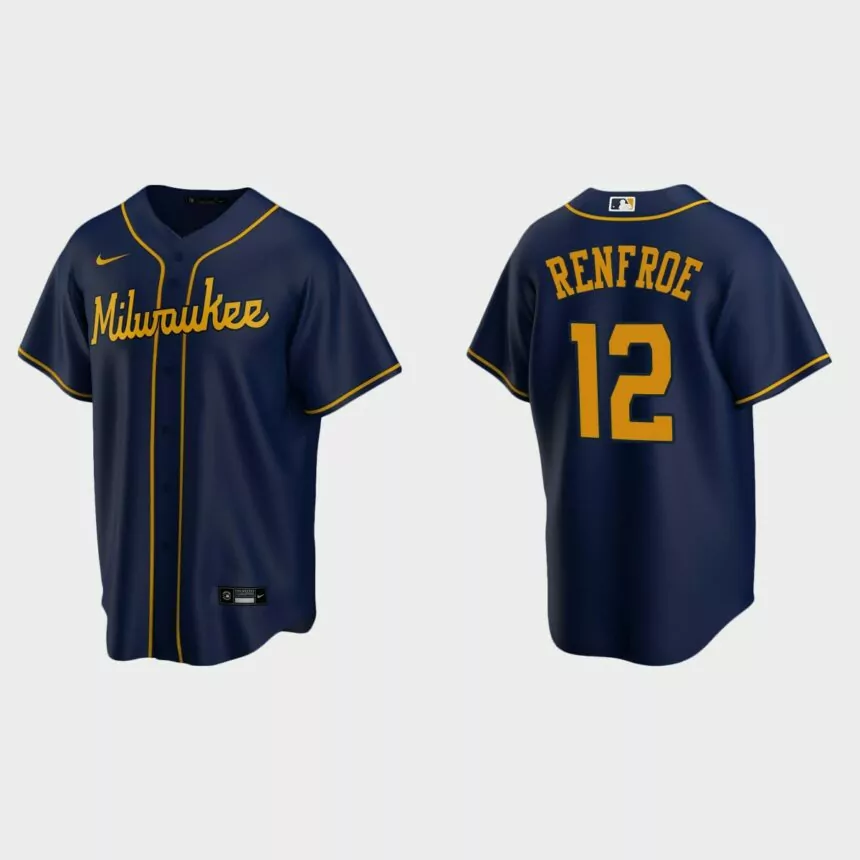 Milwaukee Brewers Hunter Renfroe Replica Alternate Jersey – Navy